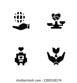 Vector Illustration Of 4 Icons. Editable Pack World, Donate, Business, undefined.