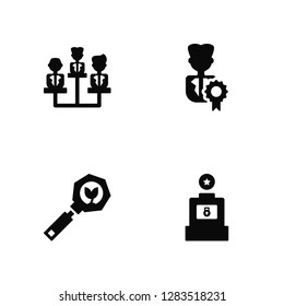 Vector Illustration Of 4 Icons. Editable Pack Team, Search, Employee, undefined.