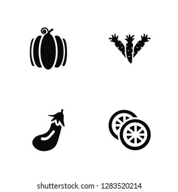 Vector Illustration Of 4 Icons. Editable Pack Pumpkin, Eggplant, Carrot, undefined.