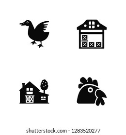 Vector Illustration Of 4 Icons. Editable Pack Duck, Farm, Warehouse, undefined.