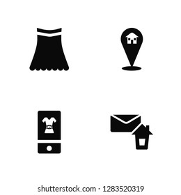 Vector Illustration Of 4 Icons. Editable Pack Skirt, Smartphone, Placeholder, undefined.