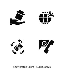 Vector Illustration Of 4 Icons. Editable Pack Gift, Exchange, Worldwide, undefined.