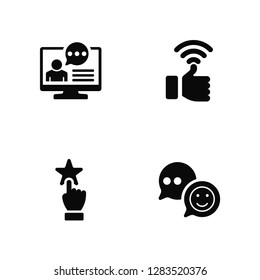 Vector Illustration Of 4 Icons. Editable Pack Testimonial, Like, undefined.