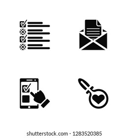 Vector Illustration Of 4 Icons. Editable Pack Feedback, Email, undefined.