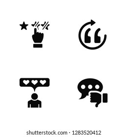Vector Illustration Of 4 Icons. Editable Pack Review, Quotation, undefined.
