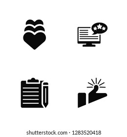 Vector Illustration Of 4 Icons. Editable Pack Star, Clipboards, Review, undefined.