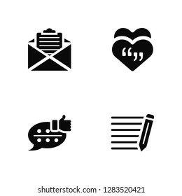 Vector Illustration Of 4 Icons. Editable Pack Email, Chat, Heart, undefined.