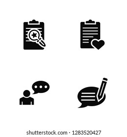 Vector Illustration Of 4 Icons. Editable Pack File, Chat, undefined.
