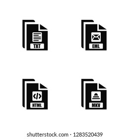 Vector Illustration Of 4 Icons. Editable Pack Txt, Html, Eml, undefined.