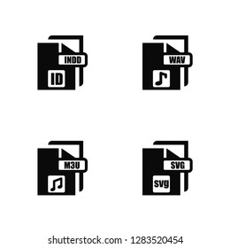 Vector Illustration Of 4 Icons. Editable Pack Indd, M3u, Wav, undefined.