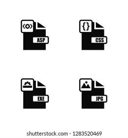 Vector Illustration Of 4 Icons. Editable Pack Asp, Exe, Css, undefined.