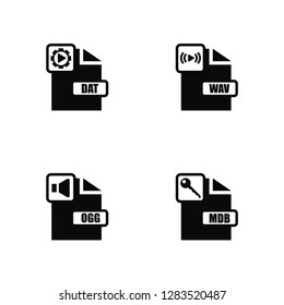 Vector Illustration Of 4 Icons. Editable Pack Dat, Ogg, Wav, undefined.