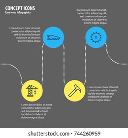 Vector Illustration Of 4 Industry Icons. Editable Pack Of Hacksaw, Circle Blade, Lifting And Other Elements.