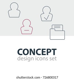 Vector Illustration Of 4 Interface Icons. Editable Pack Of Avatar, Remove User, Approved Profile And Other Elements.