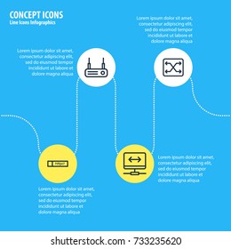 Vector Illustration Of 4 Internet; Web Icons. Editable Pack Of Change, Virtual Private Network, Link And Other Elements.