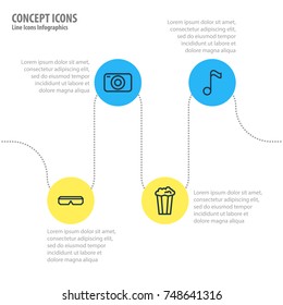 Vector Illustration Of 4 Joy Icons. Editable Pack Of Spectacles, Photo Apparatus, Music Note And Other Elements.