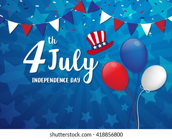 Vector Illustration of an 4 july Independence Day Design balloons and hat