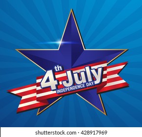 Vector Illustration of an 4 july Independence day greeting card
