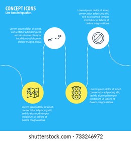 Vector Illustration Of 4 Location Icons. Editable Pack Of Stoplight, Paper Geography, Path And Other Elements.