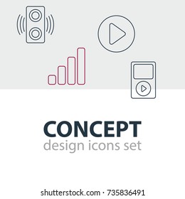 Vector Illustration Of 4 Melody Icons. Editable Pack Of Mp3, Acoustic, Amplifier And Other Elements.