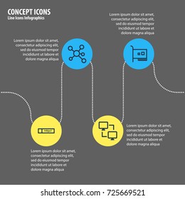 Vector Illustration Of 4 Network Icons. Editable Pack Of Card, System, Publish And Other Elements.