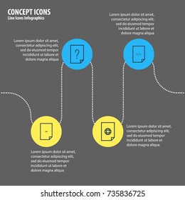 Vector Illustration Of 4 Page Icons. Editable Pack Of Question, HTML, Munus And Other Elements.