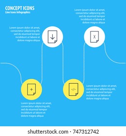Vector Illustration Of 4 Paper Icons. Editable Pack Of Plus, Upload, HTML And Other Elements.