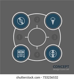 Vector Illustration Of 4 Party Icons. Editable Pack Of Speaker, Gift, Ice Cream And Other Elements.