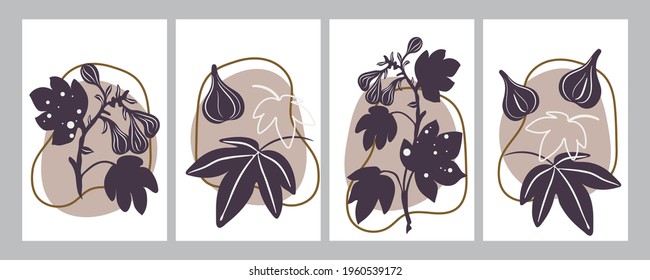 Vector illustration: 4 posters with figs. Hand drawn style.