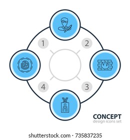 Vector Illustration Of 4 Security Icons. Editable Pack Of Network Protection, Finger Identifier, Copyright And Other Elements.