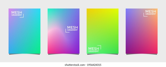 Vector illustration of 4 shapes abstract pattern background with mesh gradient texture for minimal dynamic cover, flyer, or brochure design. Placard poster template. Editable Vector. 