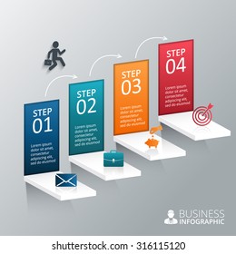 Vector illustration of the 4 steps to success. Can be used for infographic, banner, diagram, step up options.