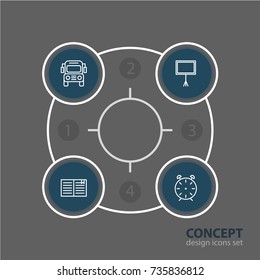 Vector Illustration Of 4 Studies Icons. Editable Pack Of Clock, Textbook, Write Table And Other Elements.