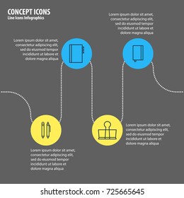 Vector Illustration Of 4 Tools Icons. Editable Pack Of Copybook, Textbook, Pencil And Other Elements.