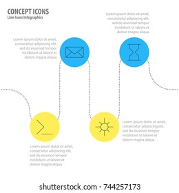 Vector Illustration Of 4 User Icons. Editable Pack Of Sunshine, Envelope, Startup And Other Elements.