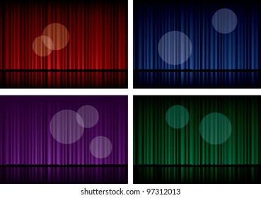 Vector illustration of 4 velvet curtains.