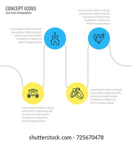 Vector Illustration Of 4 Wedding Icons. Editable Pack Of Brilliant, Building, Engagement And Other Elements.