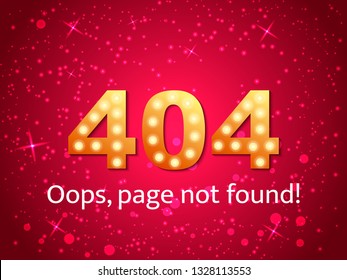 Vector illustration. 404 error concept with light bulbs.