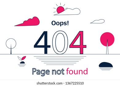Vector illustration of 404 error & page not found concept with oops sign. trendy view color and minimalist