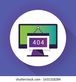 Vector illustration of 404 error & page error found concept with "error page" oops and warning sign