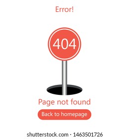 Vector illustration 404 page not found. 404 connection error