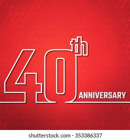 Vector Illustration of 40th Anniversary Outline for Design, Website, Background, Banner. Jubilee silhouette Element Template for greeting card