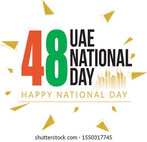  ilustración vectorial. 48 años para los emiratos árabes unidos. ilustración vectorial del feliz Día Nacional de los EAU, 2 de diciembre de 1971. El árabe unido emiratía feriado nacional - Vector