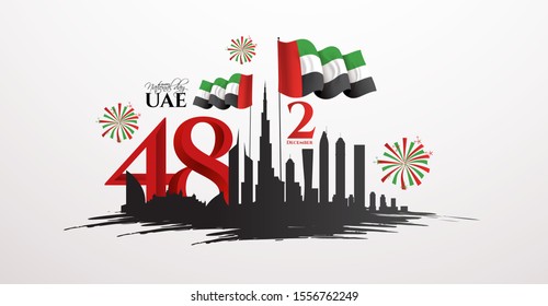  ilustración vectorial. 48 años para los emiratos árabes unidos. ilustración vectorial del feliz Día Nacional de los EAU, 2 de diciembre de 1971. El árabe unida emula el feriado nacional