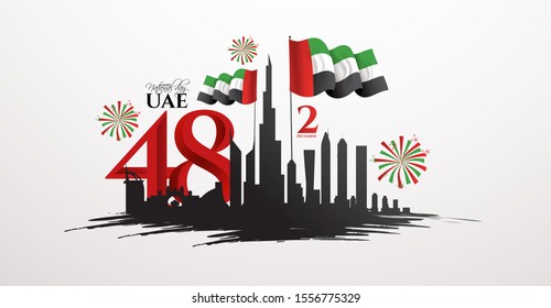 vector illustration. 48 years to the united arab emirates. vector illustration of happy national day UAE, December 2, 1971. United arab emirates national holiday