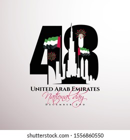 vector illustration. 48 years to the united arab emirates. vector illustration of happy national day UAE, December 2, 1971. United arab emirates national holiday