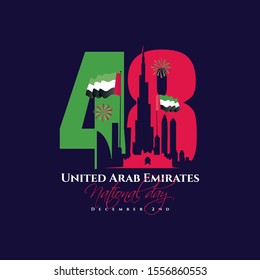 vector illustration. 48 years to the united arab emirates. vector illustration of happy national day UAE, December 2, 1971. United arab emirates national holiday