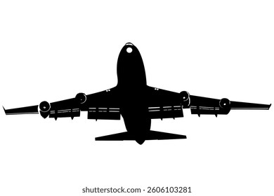 A vector illustration of a 4-engine airplane flying.