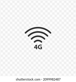 vector illustration of 4g signal icon in dark color and transparent background(png).