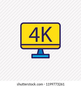 Vector illustration of 4k resolution icon colored line. Beautiful movie element also can be used as tv icon element.